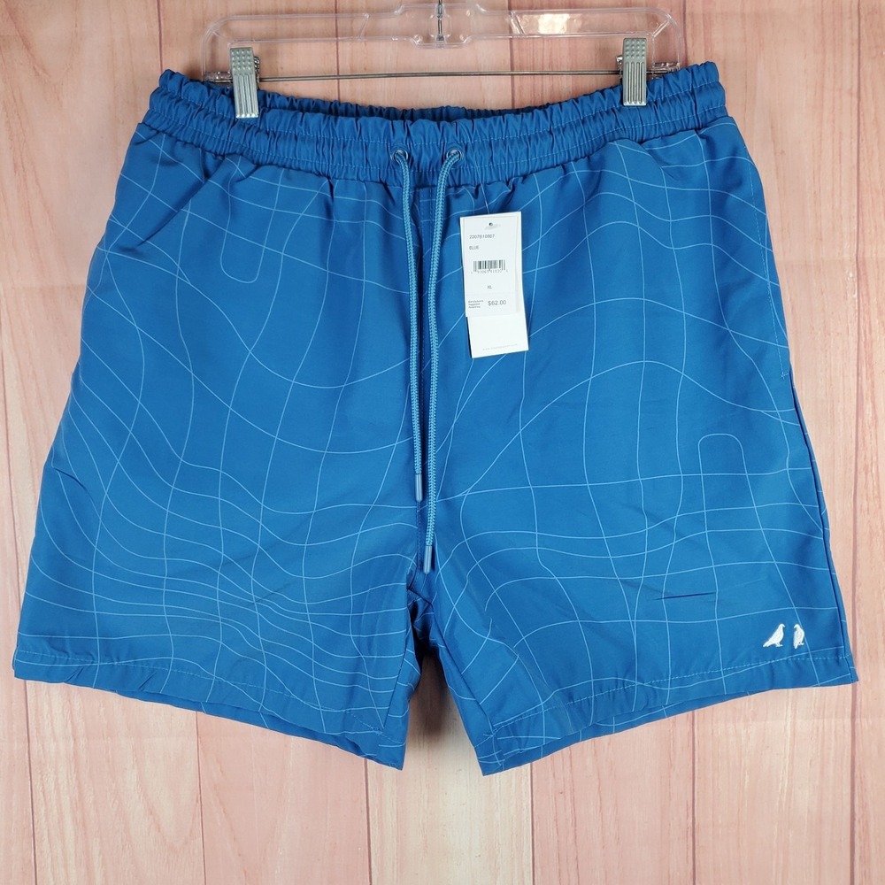 Staple Mens Swim Shorts Sz XL Blue 100% Polyester Drawstring Waist Slash